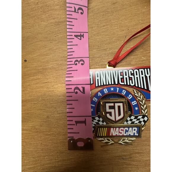 NASCAR 50th Anniversary Ornament 1998 Limited Edition Gold Metal Develotech - Picture 4 of 5